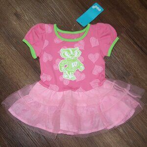 NWT Infant Girls Gen2 Wisconsin Badgers Football Tutu Dress Pink Green size 18m